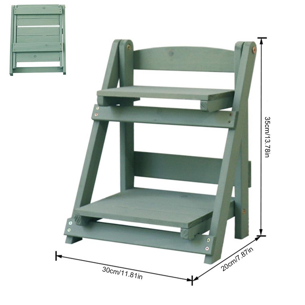 2-stufiger Vintage-Pflanzenständer aus Holz, Blumentopfregal, Pflanztopf-Displayhalter, Balkon, Garten, Hof, faltbare Lagerregale