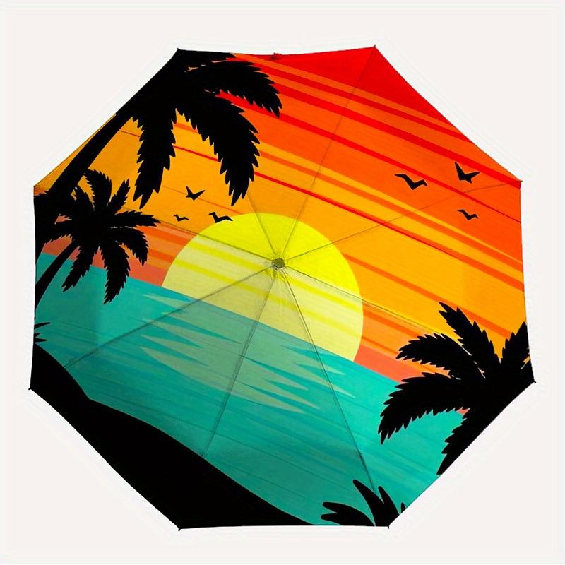 

1pc Sunset Palm Trees Themed High-quality Umbrella,Automatic Opening and Closing Umbrella,Multi-functional Umbrella G0811203