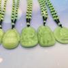 Unisex Green Jade Guanyin & Guan Yu Pendant Necklace – Imitation Chalcedony Buddha & Dragon Sweater Chain