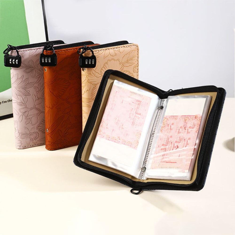 Wallet Storage Saving Money Binder PU Leather Account Book  Office Stationery Supplies