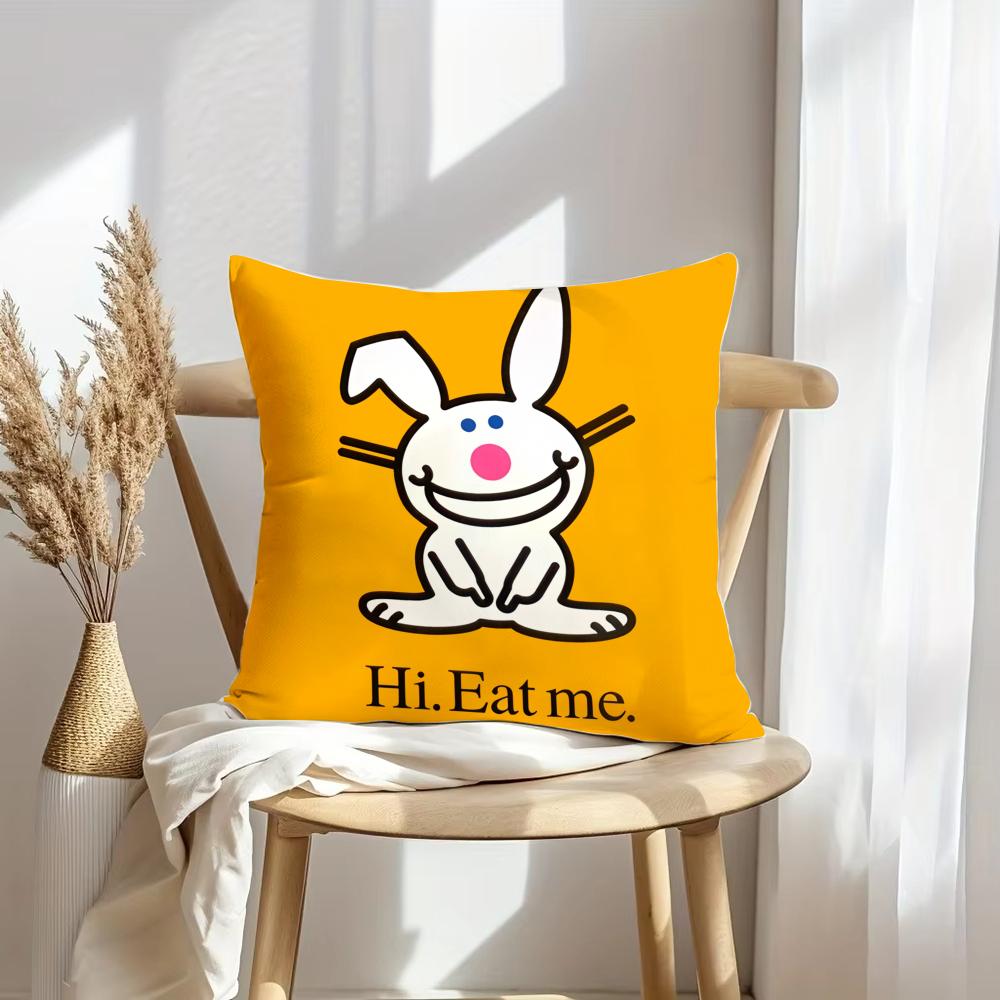 Cute Rabbit Cushion Cover Soft Plush Throw Pillow Cover | Double-Sided Decorative Cushion Case | Sofa Bedroom Home Decor