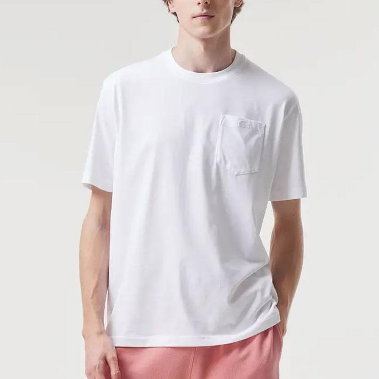 LACOSTE Summer Active Collection T-Shirts Unisex White Crew Neck Moderate Straight Fit TH8190-001