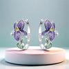 925 Sterling Silver Flower and Plant Series Purple Iris Earrings Exquisite Wedding Party Gifts for Ladies Jewelry Fashion Gifts