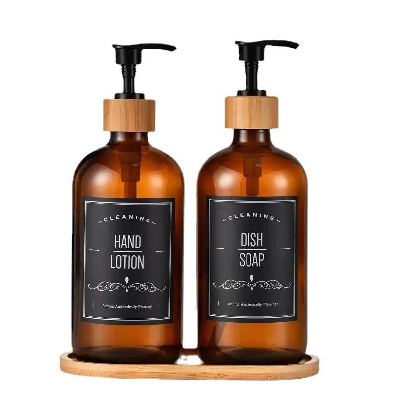 ZISIZ Glass Liquid Soap Dispenser Bottle Set