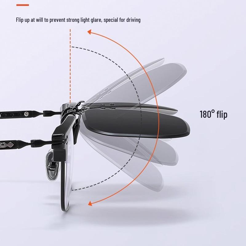 Occhiali da Sole Polarizzati Clip-On Ribaltabili da Uomo - Protezione UV per la Guida Giorno/Notte