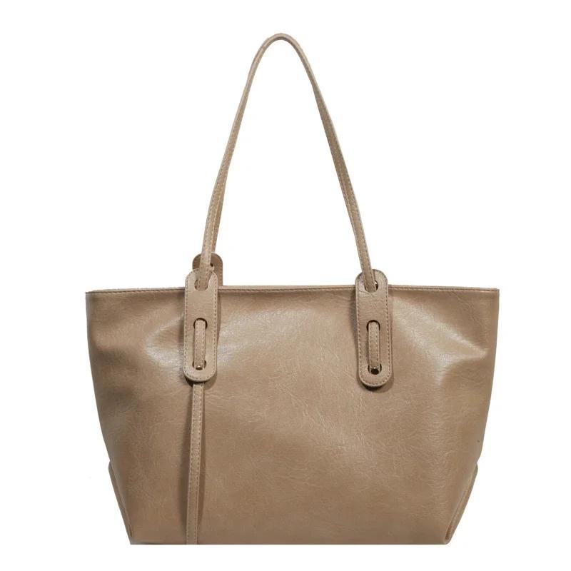 PU Einfarbig Hochwertige Damen-Einkaufstasche Hohe Schönheit Reißverschluss Vielseitige Mode-Umhängetasche Weiche Einfache Beliebte Handtasche