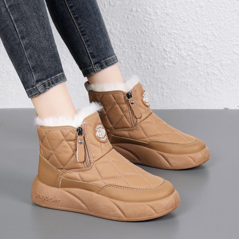 34-42 Women's Winter Plus Size Fashionable Double Zipper Thick Soled High Top Cotton Shoes Women's Snow Boots