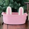 Cotton Rope Basket With Bunny Handle For Diy Easter Craft Storage Organizer For Home Decor
