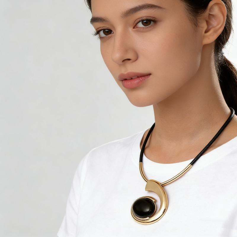 Преувеличенное чувство дизайна Неправильная Спираль Любви Геометрический Большой Кулон Женское Ожерелье