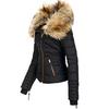 Ladies Slim Fit Cotton Jacket with Hood and Large Collar Zipper Fashion Outerwear