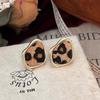 French Hong Kong Style Retro Leopard Print Stud Earrings Women's New Irregular High-end Temperament Fashion Autumn and Winter Earrings Earrings