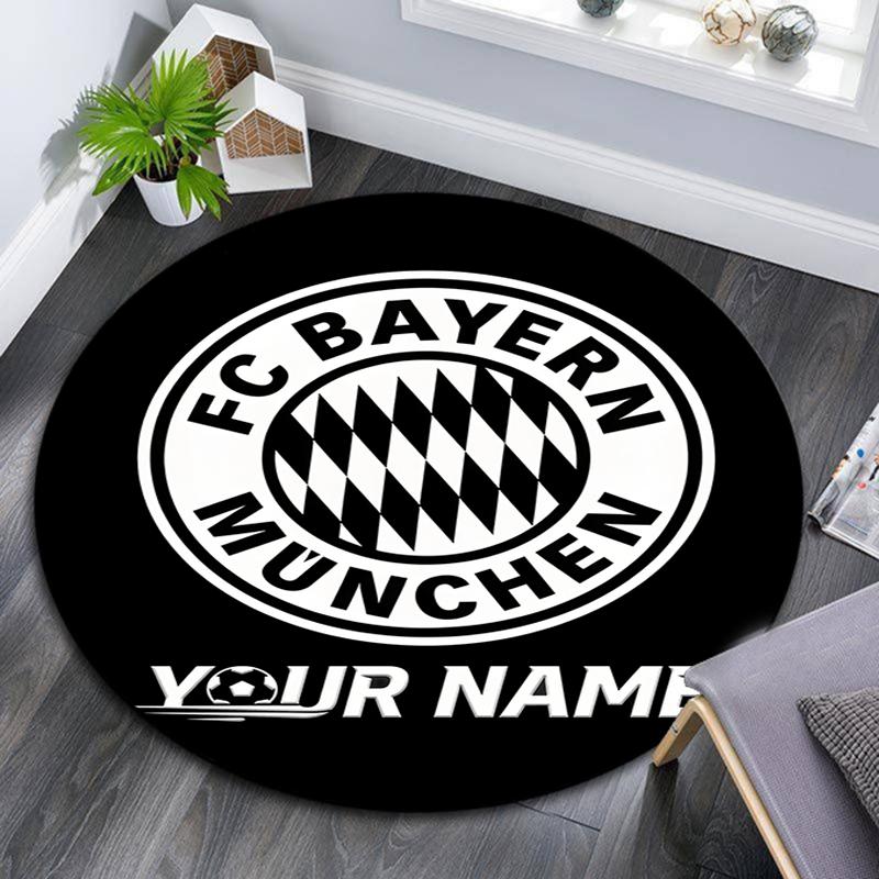 Custom Name,Bayern Munchen pattern round rug,Carpet Rug for Living Room Bedroom Playroom ,Non-slip Floor Mat,Holiday Gifts and Birthday Gifts.