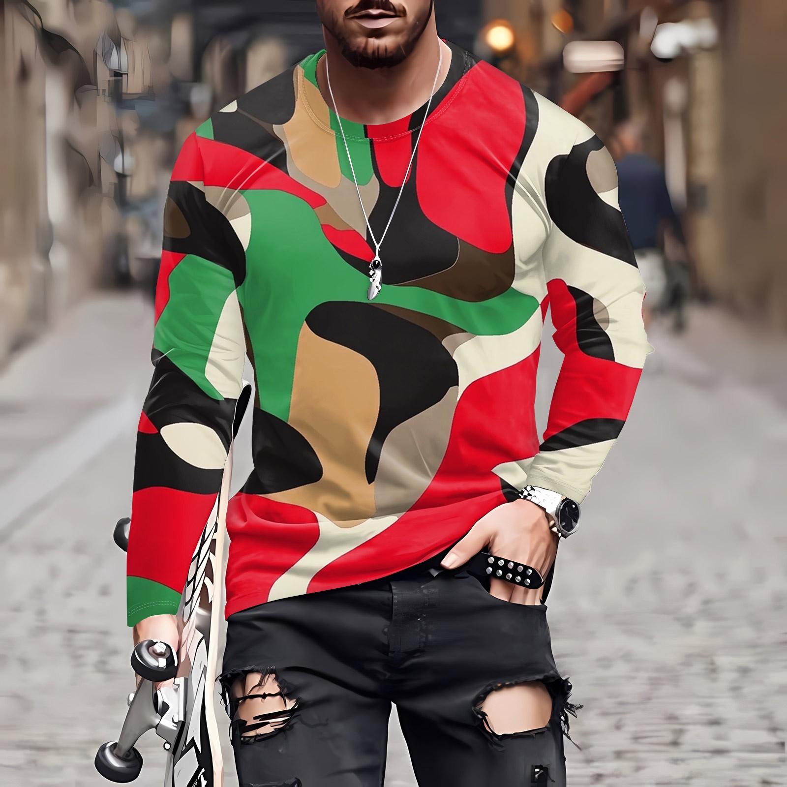 

Чоловіча футболка Одяг з круглим вирізом Одяг Відкритий одяг з довгими рукавами Модний дизайнер Вінтаж XL червоний