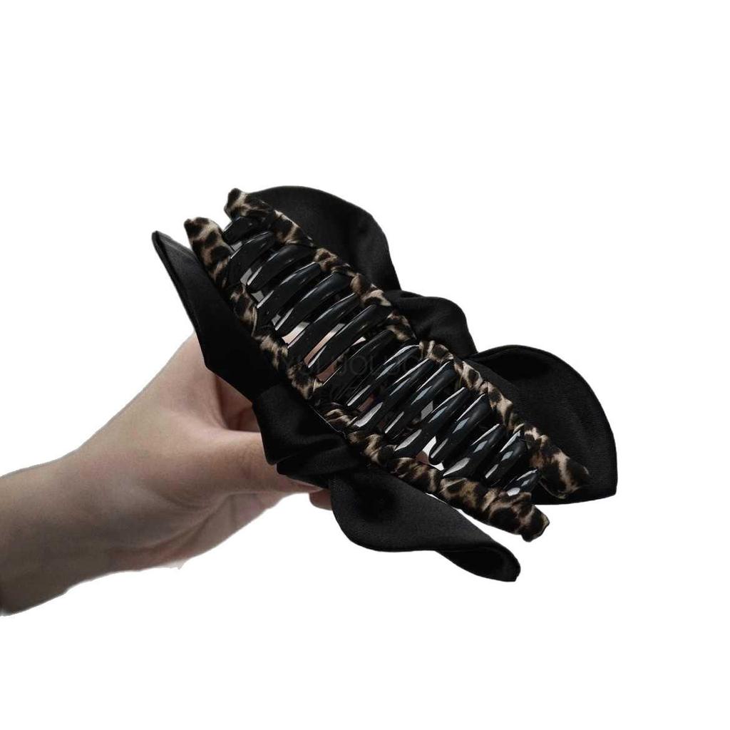 2025 Leopard Print Bow Large Hair Clip: Stylish Updo Shark Clip
