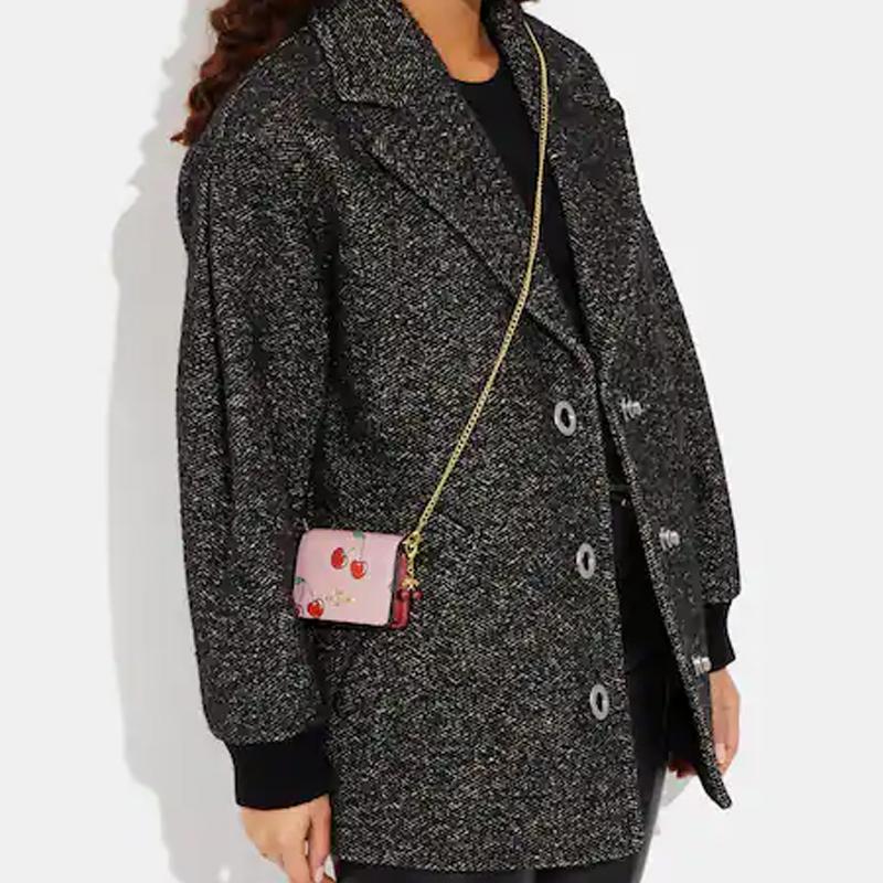 New COACH Boxed Coated Canvas With Smooth Leather Card Holder Wallet Regular Women's Pink Multicolor Monogram CF408-IMRHJ