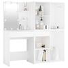 LED Makeup Table with 2 Cabinets White Wood Based Material