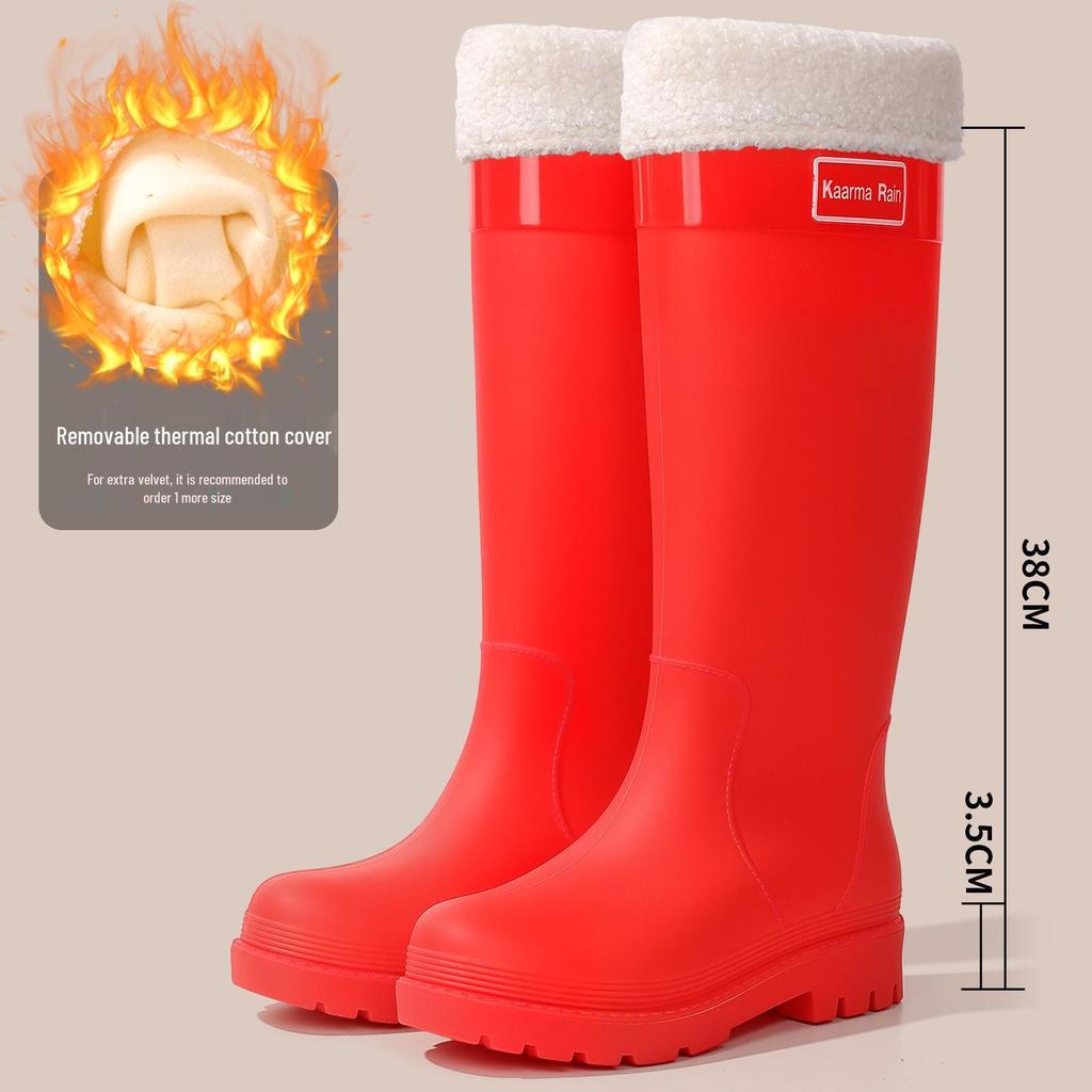 Japanese Style Pink Women's Tall Waterproof Rain Boots - Slimming, Non-Slip, Height-Increasing, with Drawstring Closure.