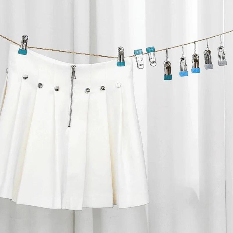 10 szt. Klipsy do ubrań ze stali nierdzewnej Klamerki do prania Haczyk Przenośny Klips do wieszania ubrań Organizer do ubrań do szafy Wieszaki