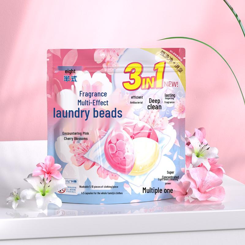 Half-Dose Scented 3-in-1 Laundry Pods with Scent Booster & Mite Removal for Deep Cleaning