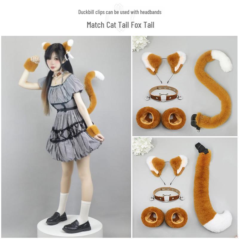 Handmade Plush Cat Girl Maid Fox Beast Ear Headband Hair Accessory
