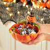 Cute Ghost Figurine Halloween Candy Bowl, Pumpkin Shaped Dish, Spooky Serving Party Food Holder Tray for Cookie, Dessert, Trick or Treat Decor