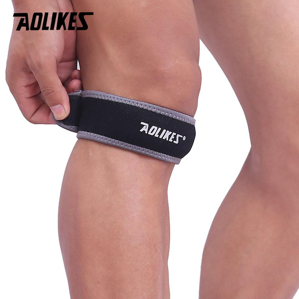 AOLIKES 1PCS Adjustable Knee Patella Cushioning Neoprene Band Knee Support Sports Running Knee Brace Pads чёрный