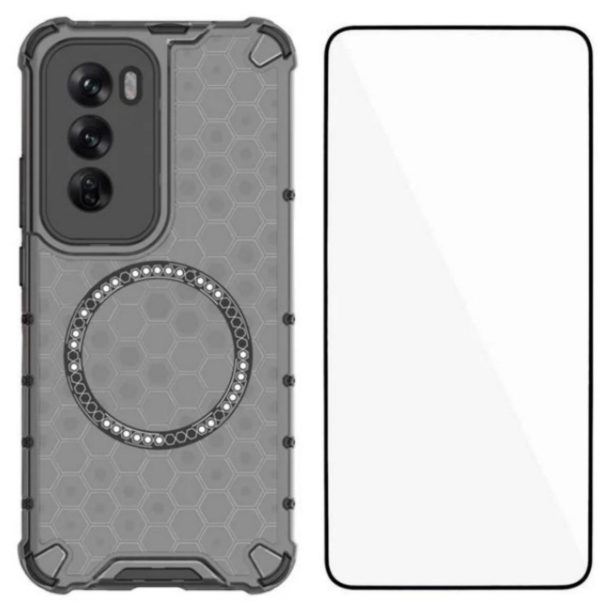 

Для Oppo Reno12 Pro 5G (Глобальный) Чехол, совместимый с MagSafe WANLONFENG FC Series TPU+PC Чехол для телефона с закаленным стеклом Black