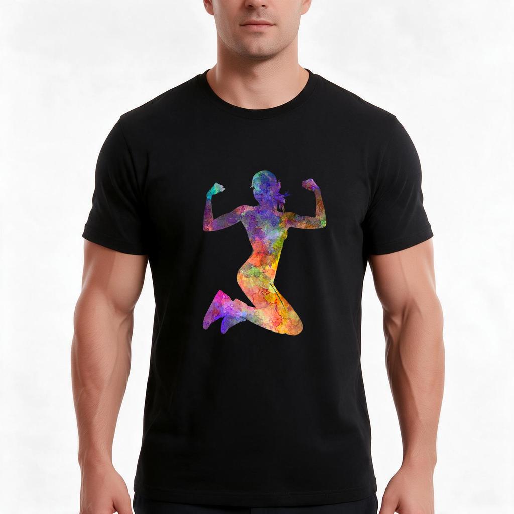 Unisex Runner Jogger Jumping Powerful Tshirt Summer Casual Cotton Tee Oversized Streetwear Tops Vintage Graphic Print