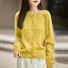 Plush Cable Knit Round Neck Cardigan for Women - Warm and Stylish Autumn/Winter Sweater Outerwear