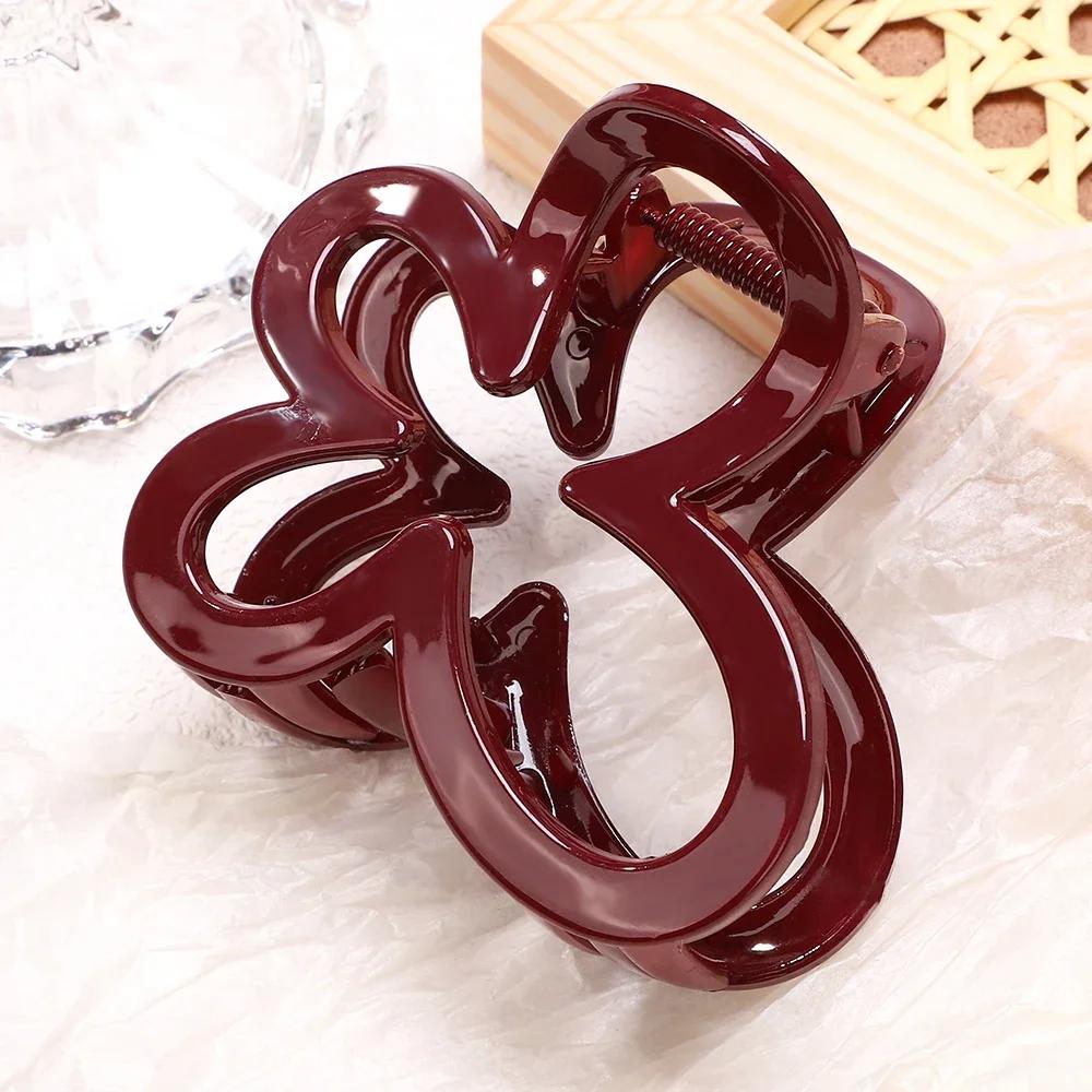 Elegant Geometric Large Ankola Red Hair Claws for Women Girls  New Year Barrettes Hairpins Hair Grab Shark Clip Accessories
