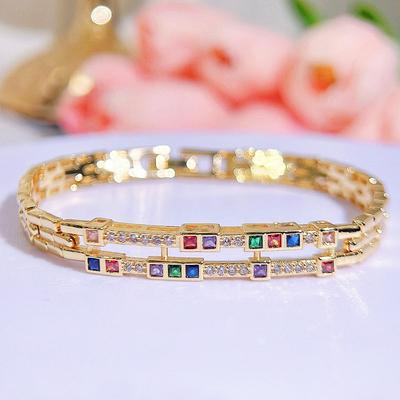 CMM Koreanischer Stil Retro Einfaches Licht Luxus High-End Farbe Geometrische Zirkon Schweres Metall Hohl Edle Frau Armband