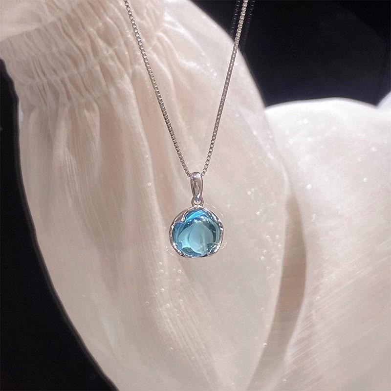 2026 new aquamarine necklace women s style niche design gentle and sweet