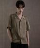 WEGO Short Sleeve Satin Embroidered Summer Simple Size M Men's Shirt, Top, Casual, Khaki,