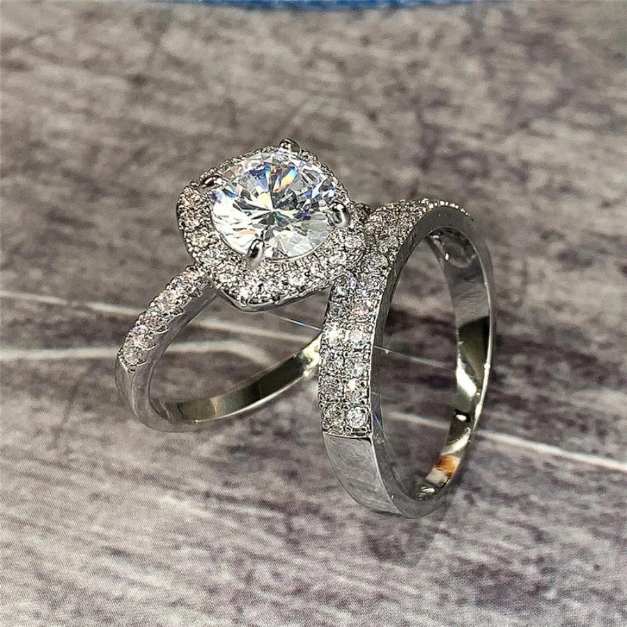 In-stock European and American Micro-set High-carbon Diamond Combination Ring