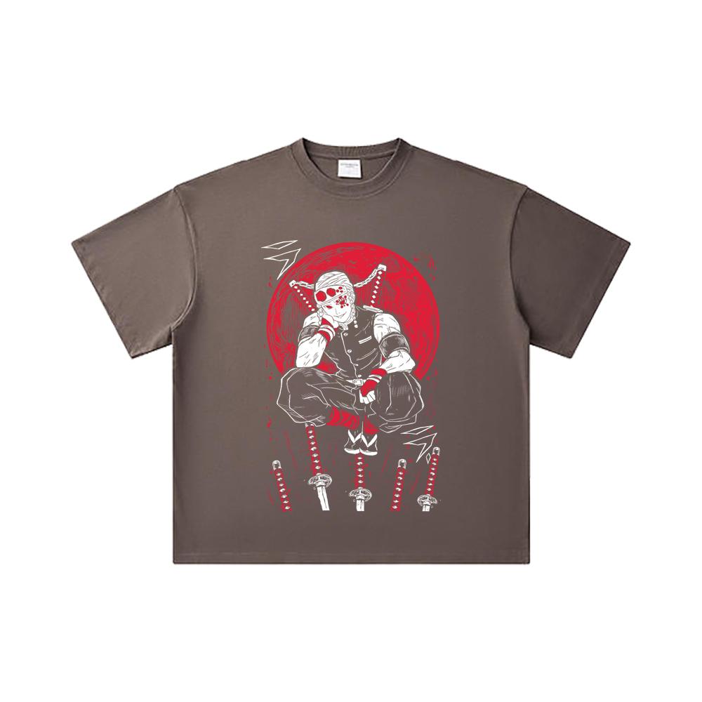 260 GSM Double Yarn 32 Count 100% Cotton Demon Slayer V48 Uzui Print Unisex Heavy Cotton T Shirt