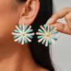 Oil drop flower petals steel needle stud earrings sweet earrings earrings