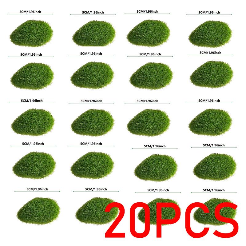 10Pcs Artificial Moss Rocks Ball - Simulation Moss Stone Fake Green Plant Home Garden Flower Pot Decoration YLZSSS01