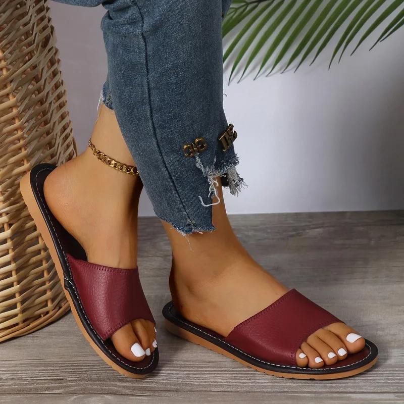 Fashion Ladies Shoes Hot Sale Open Toe Women's Slippers Summer Solft Sole Light Comfortable Flat Casual Beach Slippers Zapatillas Mujer