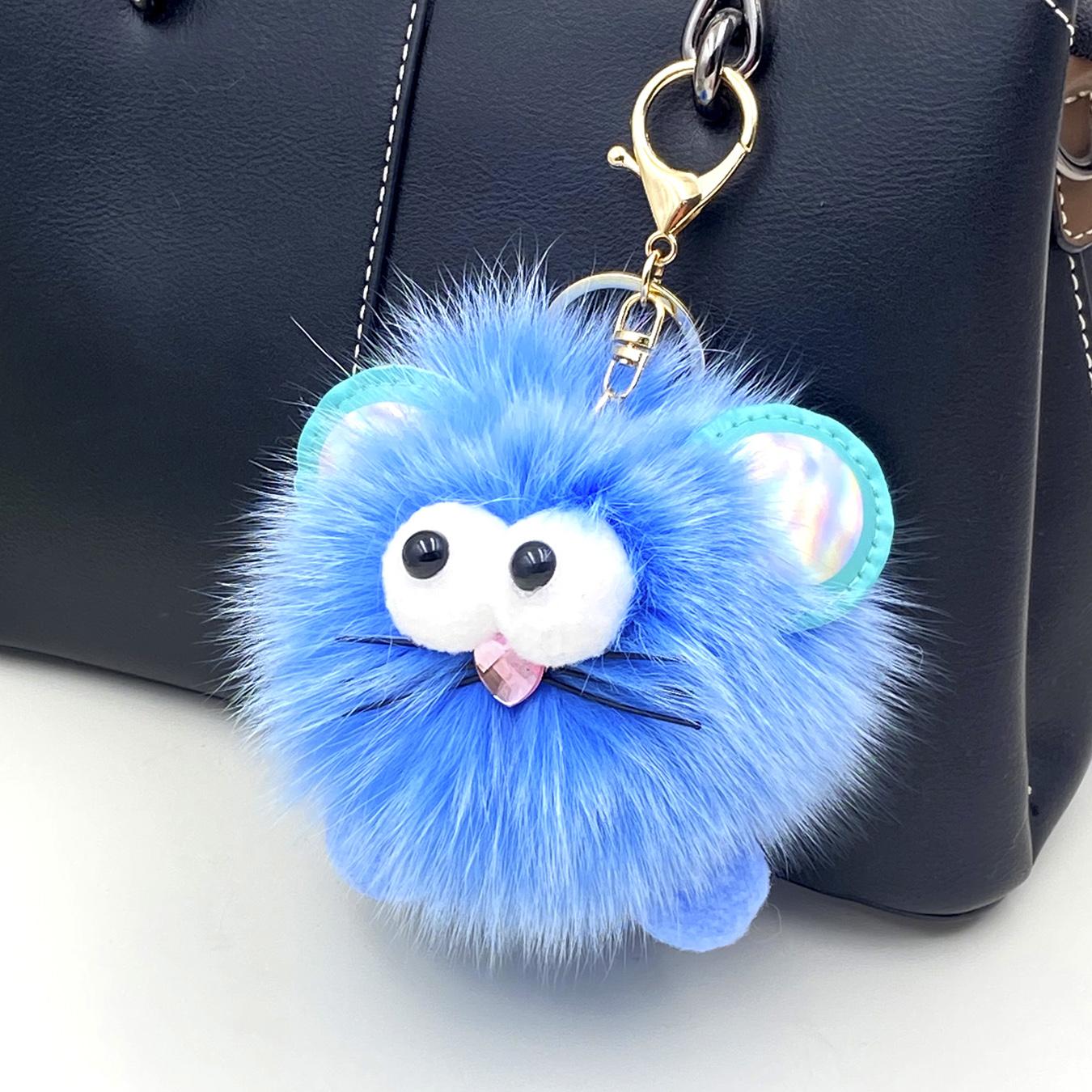 1 шт. новый пушистый помпон мяч сумка автомобиль кулон брелок для ключей милый подарок — фото 15