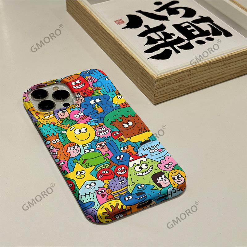Hot-selling Fun Cartoon Graffiti Illustration for Apple 16 Glossy Film iPhone17 Large Hole Mobile Phone Case