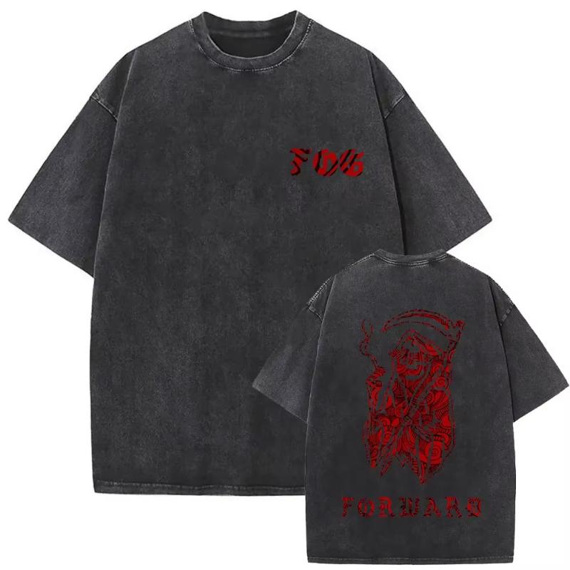 Washed Vintage Forward Observations Group Battle Tribe From The Grave Pull Over Print T-shirts Skeleton Oversized T Shirts