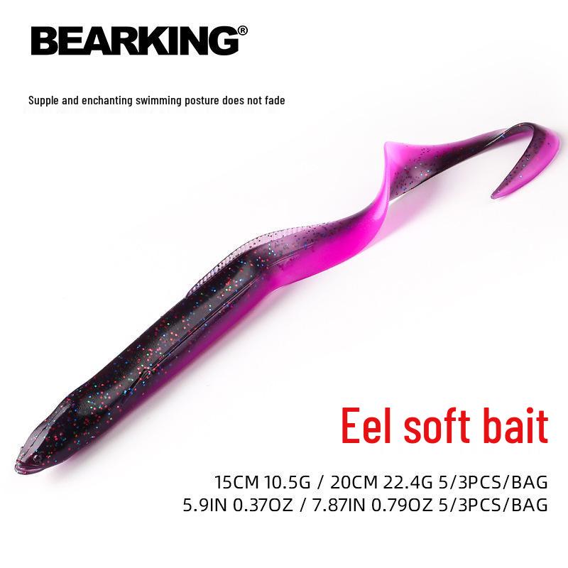 BEARKING Soft Bait Eel Lure with Lead Head Hook, 15cm/20cm for Long Cast Sea Fishing (L45L46)