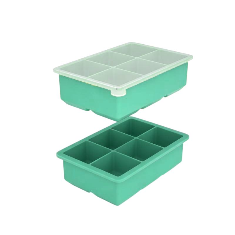 Large Ice Cube Mold with Lid Stackable Soft Silicone Square Tray for Cocktails Camping Use