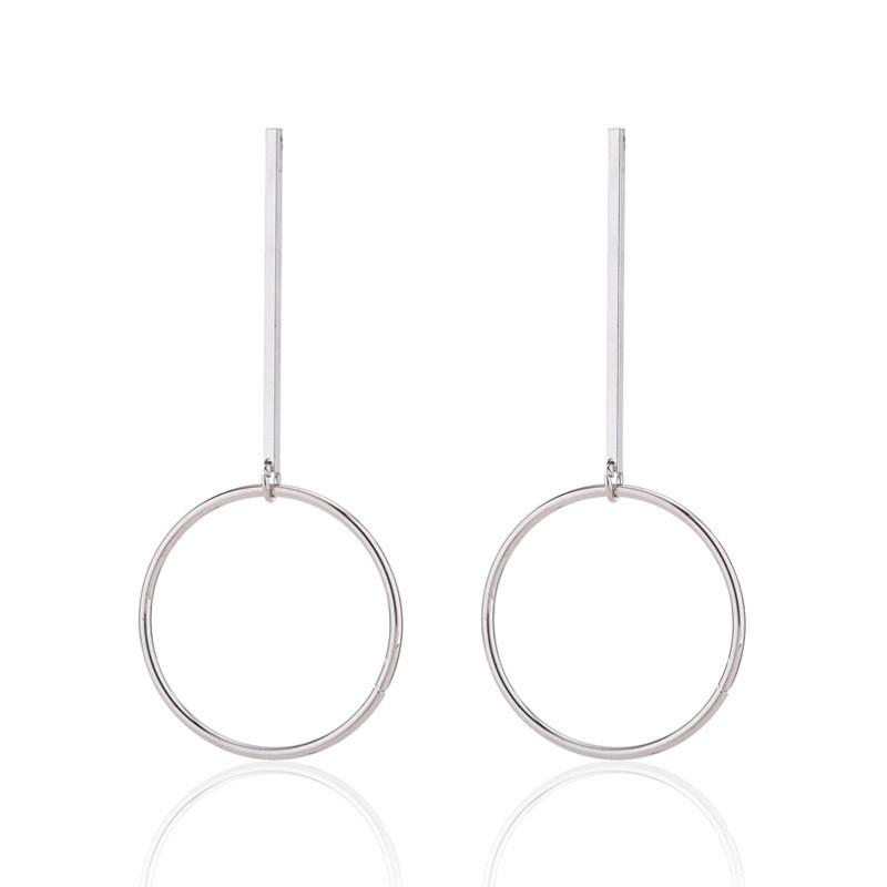 And Gold Silver Geometric Hoop Earrings Fashionable Minimalist Alloy Jewelry Women For