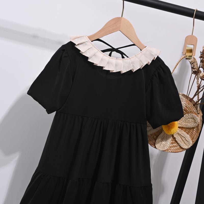 Girls Summer Short Sleeve Dress Preppy Shirt Dress