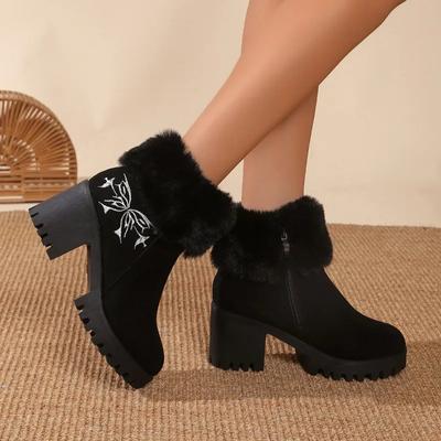 Fashion 2024 New Women's Shoes Side Zipper Women's Boots Fashion Round Toe Modern Boots Women Winter Plus Size Plus Velvet Ankle Boots