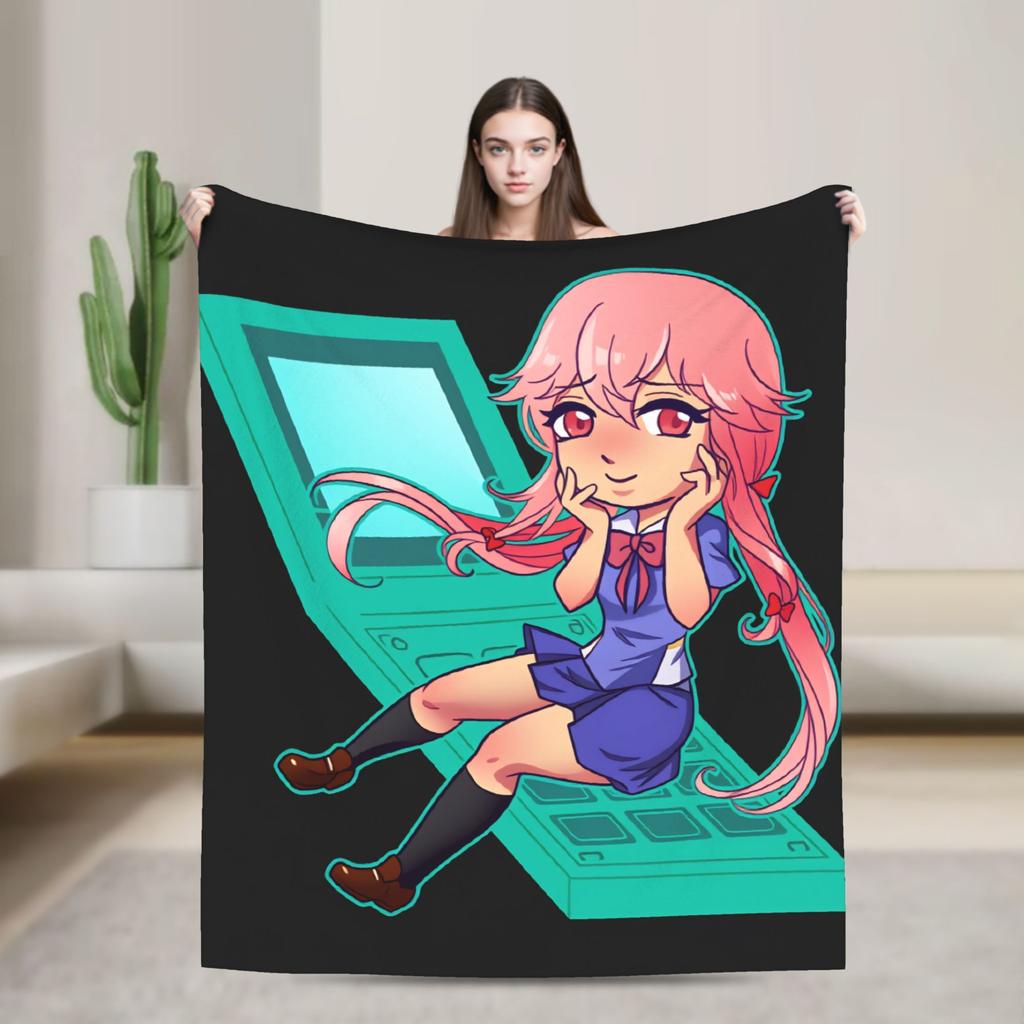 Mirai Nikki Gasai Yuno Super Soft Blankets Plush Throw Blanket Street Trend Couch Chair Flannel Bedspread Sofa Bed Cover