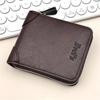 Herren Vintage PU Leder Geldbörse Reißverschluss Dreifach-Geldbörse Kurze Geldbörse Multi-Kartenhalter Münzfach Ausweisfenster Lässige Business-Geldbörse