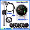Waterproof 52mm Fuel Level Gauge with Flash Alarm+Oil Float Sensor 0-190 OHM Fuel Tank Meter 7Color LED for Car Yacht 12V Custom