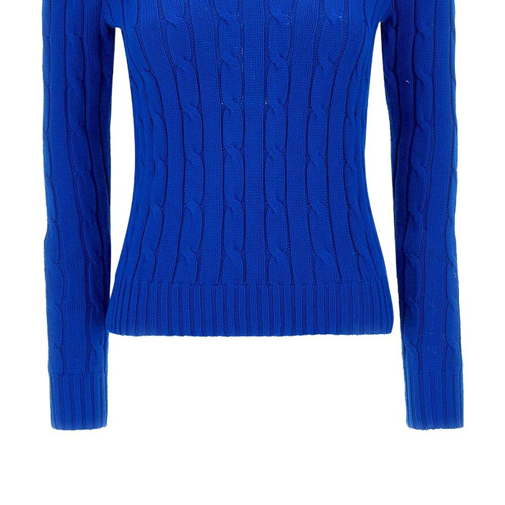 Polo Ralph Lauren Solid Color Cable Knit V-Neck Sweater Women sweater Royal-Blue 211891641-006